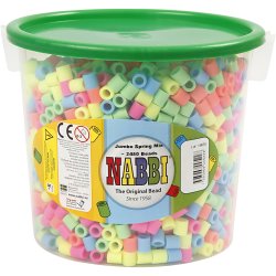 R&oslash;rperler, str. 10x10 mm, hulstr. 5,5 mm, JUMBO, pastelfarver, 2450 ass./ 1 spand