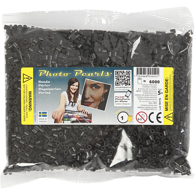 PhotoPearls, str. 5x5 mm, hulstr. 2,5 mm, medium, sort (1), 6000 stk./ 1 pk.