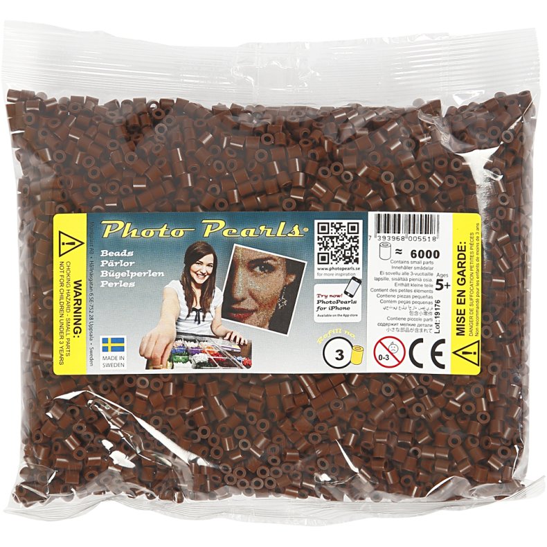 PhotoPearls, str. 5x5 mm, hulstr. 2,5 mm, medium, brun (3), 6000 stk./ 1 pk.