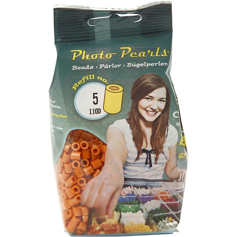 PhotoPearls, str. 5x5 mm, hulstr. 2,5 mm, medium, r&oslash;dbrun (5), 1100 stk./ 1 pk.