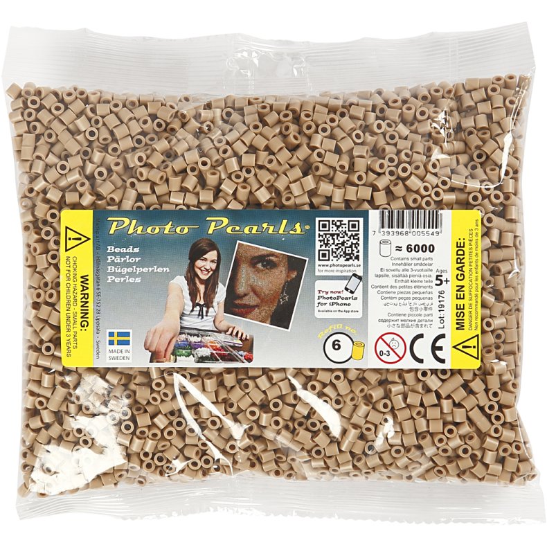 PhotoPearls, str. 5x5 mm, hulstr. 2,5 mm, medium, beige (6), 6000 stk./ 1 pk.