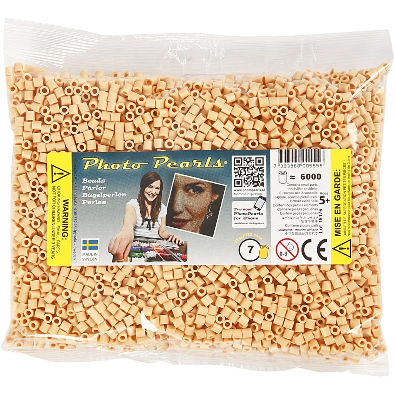 PhotoPearls, str. 5x5 mm, hulstr. 2,5 mm, medium, lys pudder (7), 6000 stk./ 1 pk.