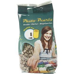PhotoPearls, str. 5x5 mm, hulstr. 2,5 mm, medium, askegr&aring; (8), 1100 stk./ 1 pk.