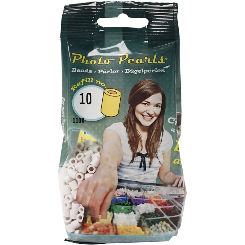 PhotoPearls, str. 5x5 mm, hulstr. 2,5 mm, medium, lys gr&aring; (10), 1100 stk./ 1 pk.