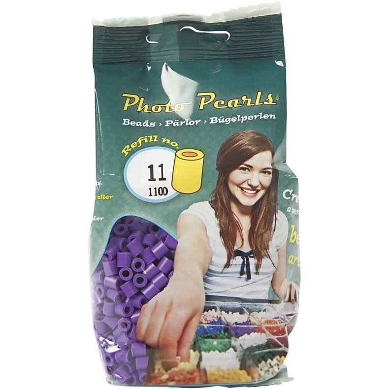 PhotoPearls, str. 5x5 mm, hulstr. 2,5 mm, medium, m&oslash;rk lilla (11), 1100 stk./ 1 pk.