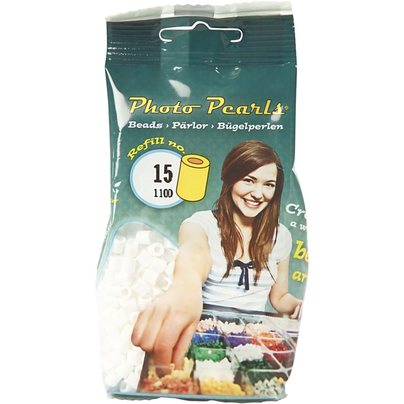 PhotoPearls, str. 5x5 mm, hulstr. 2,5 mm, medium, hvid (15), 1100 stk./ 1 pk.