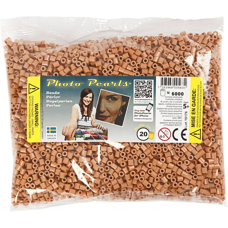 PhotoPearls, str. 5x5 mm, hulstr. 2,5 mm, medium, lys brun (20), 6000 stk./ 1 pk.