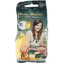 PhotoPearls, str. 5x5 mm, hulstr. 2,5 mm, medium, lys gul (21), 1100 stk./ 1 pk.