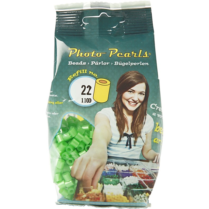 PhotoPearls, str. 5x5 mm, hulstr. 2,5 mm, medium, gr&oslash;n perlemor (22), 1100 stk./ 1 pk.