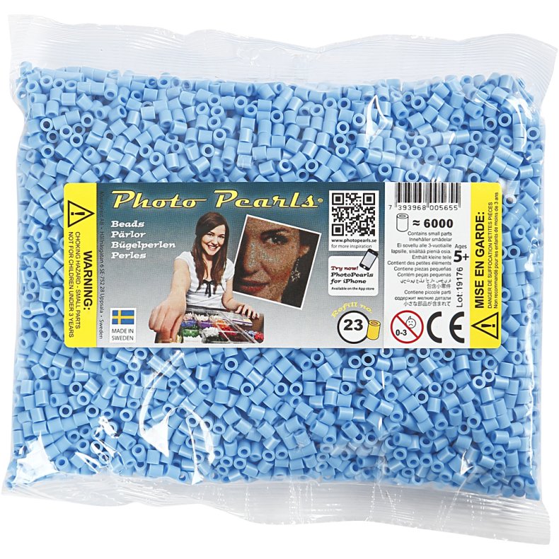 PhotoPearls, str. 5x5 mm, hulstr. 2,5 mm, medium, bl&aring; pastel (23), 6000 stk./ 1 pk.