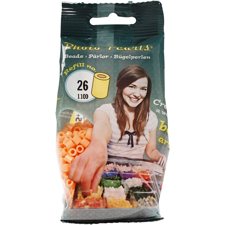 PhotoPearls, str. 5x5 mm, hulstr. 2,5 mm, medium, lys orange (26), 1100 stk./ 1 pk.