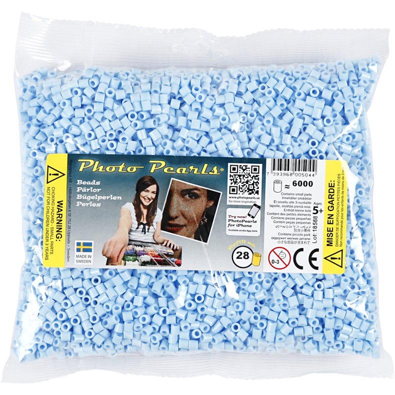 PhotoPearls, str. 5x5 mm, hulstr. 2,5 mm, medium, lys bl&aring; (28), 6000 stk./ 1 pk.