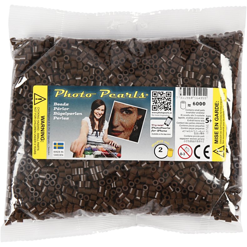 PhotoPearls, str. 5x5 mm, hulstr. 2,5 mm, medium, m&oslash;rk brun (2), 6000 stk./ 1 pk.