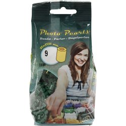 PhotoPearls, str. 5x5 mm, hulstr. 2,5 mm, medium, m&oslash;rk gr&oslash;n (9), 1100 stk./ 1 pk.