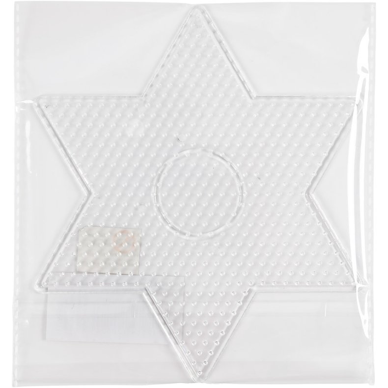 Perleplade, stor stjerne, str. 15x15 cm, medium, klar, 1 stk.