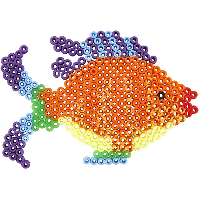 Perleplade, and, elefant, giraf, bj&oslash;rn, hest og fisk, str. 10x11-13x16,5 cm, medium, 6 stk./ 1 pk.