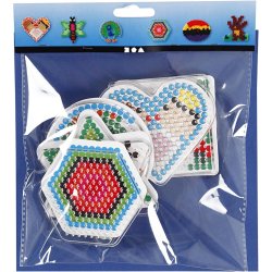 Perleplade, oval, hjerte, sekskant, cirkel, firkant, stjerne, str. 7x7,5-10,5x9,5 cm, medium, 6 stk./ 1 pk.