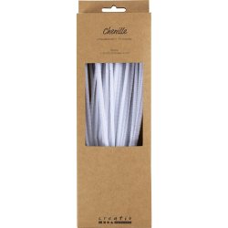 Chenille, L: 30 cm, tykkelse 4 mm, hvid, 50 stk./ 1 pk.