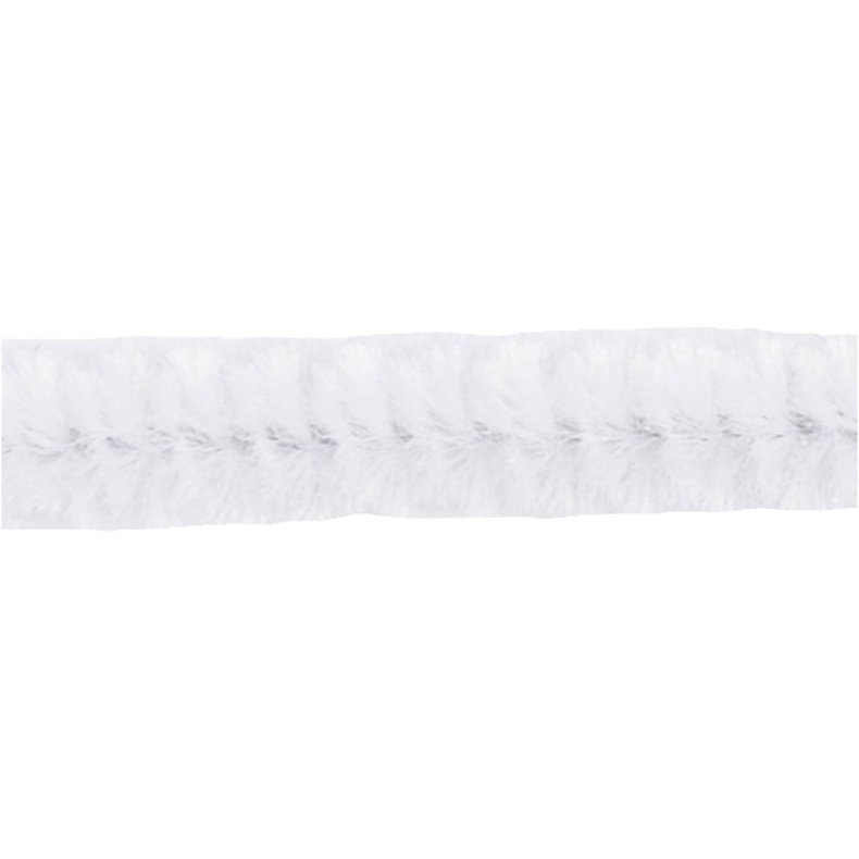 Chenille, L: 30 cm, tykkelse 4 mm, hvid, 50 stk./ 1 pk.