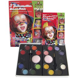 Eulenspiegel Ansigtsmaling - sminkes&aelig;t med step-by-step, ass. farver, 1 s&aelig;t