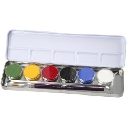 Eulenspiegel Ansigtsmaling, ass. farver, 6 frv./ 1 s&aelig;t