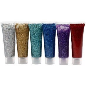 Eulenspiegel Glittergel, ass. farver, 6x18 ml/ 1 pk.