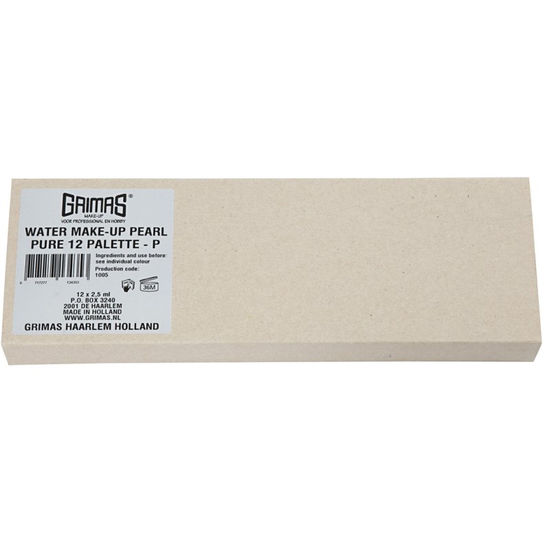 Grimas Ansigtsmaling - Sminkepalette, perlemorsfarver, 12x2.50 ml/ 1 stk.