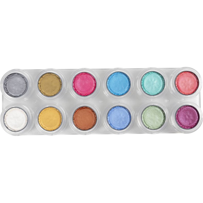 Grimas Ansigtsmaling - Sminkepalette, perlemorsfarver, 12x2.50 ml/ 1 stk.