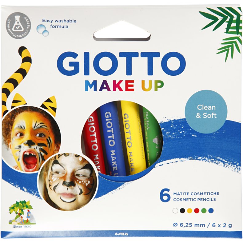 Sminkeblyanter, L: 9 cm, standardfarver, 6 stk./ 1 pk.