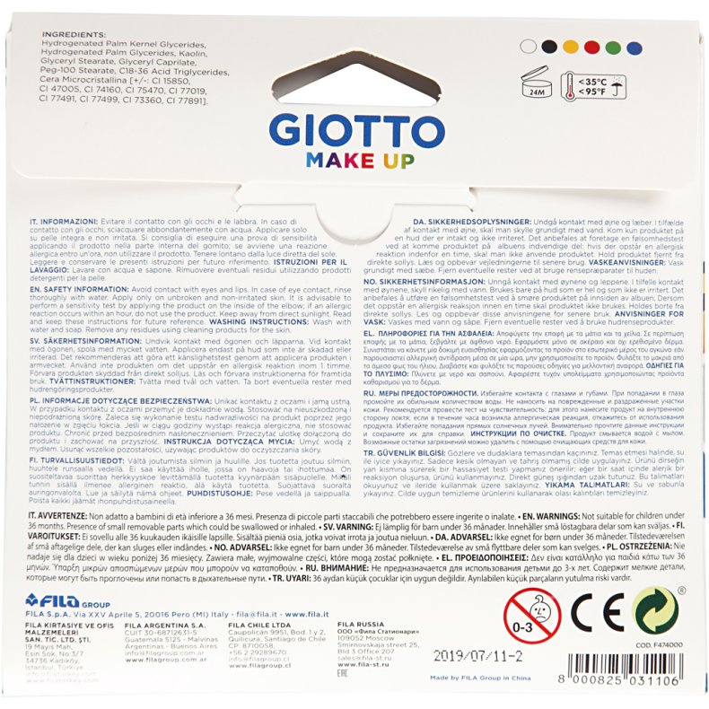 Sminkeblyanter, L: 9 cm, standardfarver, 6 stk./ 1 pk.