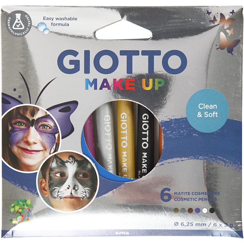 Sminkeblyanter, L: 9 cm, suppleringsfarver, 6 stk./ 1 pk.