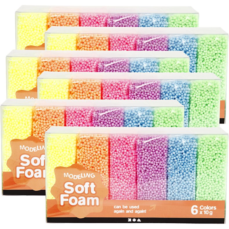 Soft Foam, ass. farver, 6pk./ 1 pk.