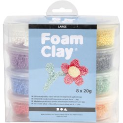 Foam Clay Large, ass. farver, 8x20 g/ 1 pk.