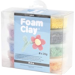 Foam Clay Large, ass. farver, 8x20 g/ 1 pk.