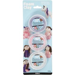 Foam Clay&reg;, glitter,metallic, pink, lilla, hvid, 3x14 g/ 1 pk.