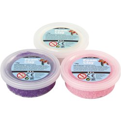 Foam Clay&reg;, glitter,metallic, pink, lilla, hvid, 3x14 g/ 1 pk.