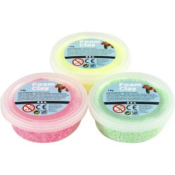 Foam Clay&reg;, lys gr&oslash;n, neon pink, neon gul, 3x14 g/ 1 pk.