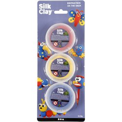 Silk Clay&reg;, bl&aring;, r&oslash;d, gul, 3x14 g/ 1 pk.