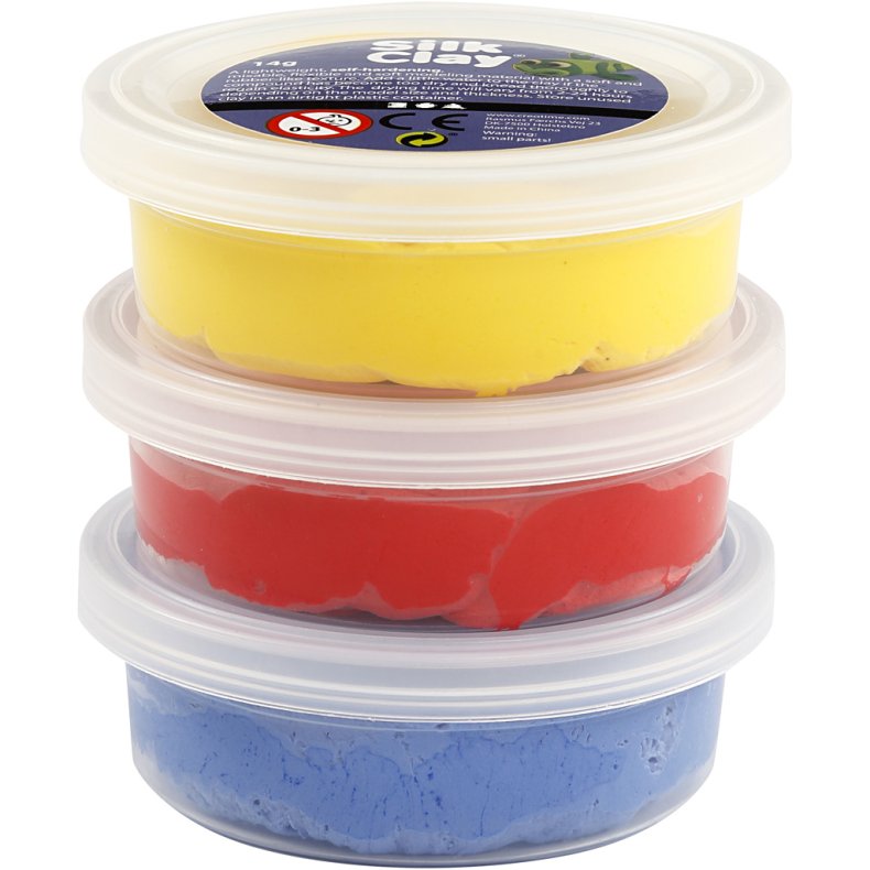 Silk Clay&reg;, bl&aring;, r&oslash;d, gul, 3x14 g/ 1 pk.