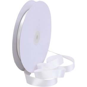 Satinbånd, B: 15 mm, hvid, 50 m/ 1 rl.