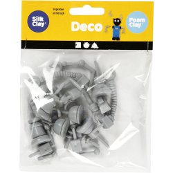 Robotdele, str. 0,5-6 cm, gr&aring;, 19 stk./ 1 pk.