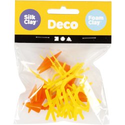 Kyllingen&aelig;b og -f&oslash;dder, H: 28 mm, L: 30+37 mm, orange, gul, 8 s&aelig;t/ 1 pk.