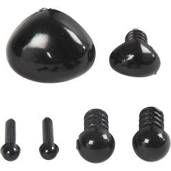 &Oslash;jne og snuder til modellering, diam. 3+6 mm, str. 8x6+14x11 mm, sort, 20 s&aelig;t/ 1 pk.