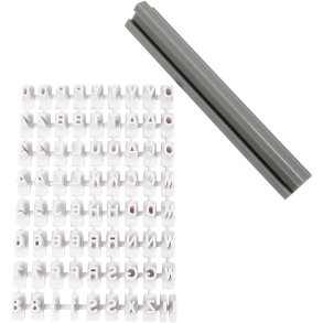 Stempelsæt, bogstaver, tal, H: 6 mm, hvid, 1 sæt