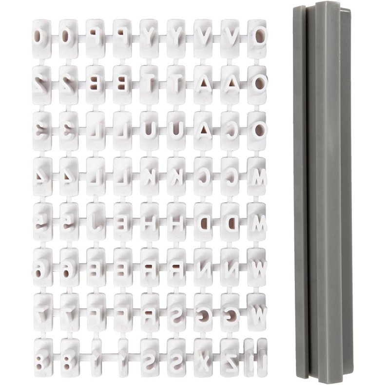 Stempels&aelig;t, bogstaver, tal, H: 6 mm, hvid, 1 s&aelig;t