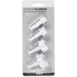 Udstikkere med pr&aelig;g, blomst, diam. 2,3+2,8+3,6+4,4 cm, hvid, 4 stk./ 1 pk.