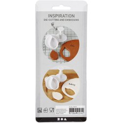 Udstikkere med pr&aelig;g, blomst, diam. 2,3+2,8+3,6+4,4 cm, hvid, 4 stk./ 1 pk.