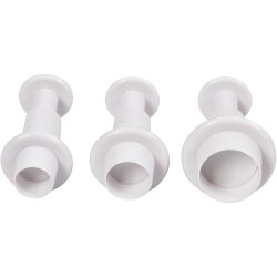 Udstikkere med pr&aelig;g, cirkel, diam. 1,1+1,3+1,7 cm, hvid, 3 stk./ 1 pk.