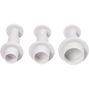 Udstikkere med præg, cirkel, diam. 1,1+1,3+1,7 cm, hvid, 3 stk./ 1 pk.