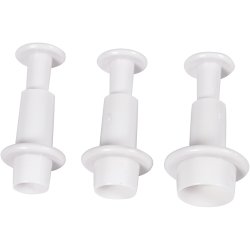Udstikkere med pr&aelig;g, cirkel, diam. 1,1+1,3+1,7 cm, hvid, 3 stk./ 1 pk.